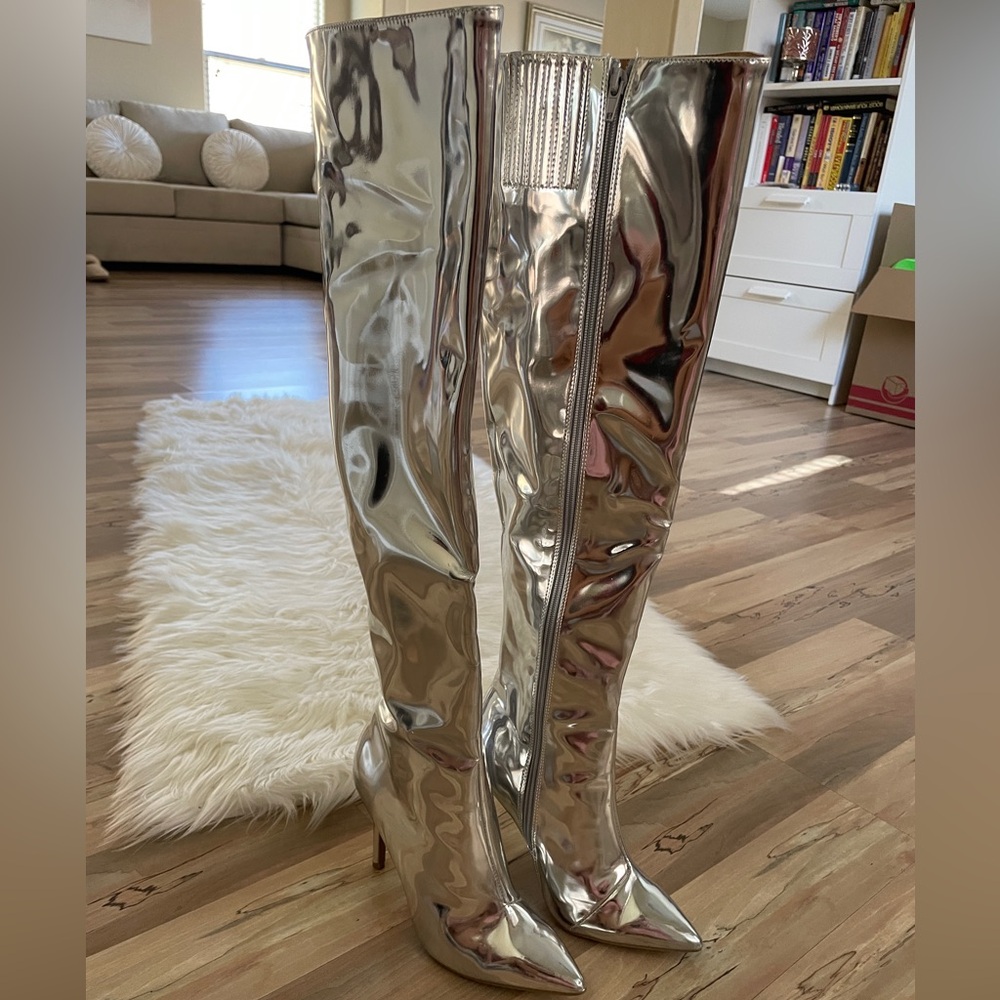 Metallic Over The Knee Boots